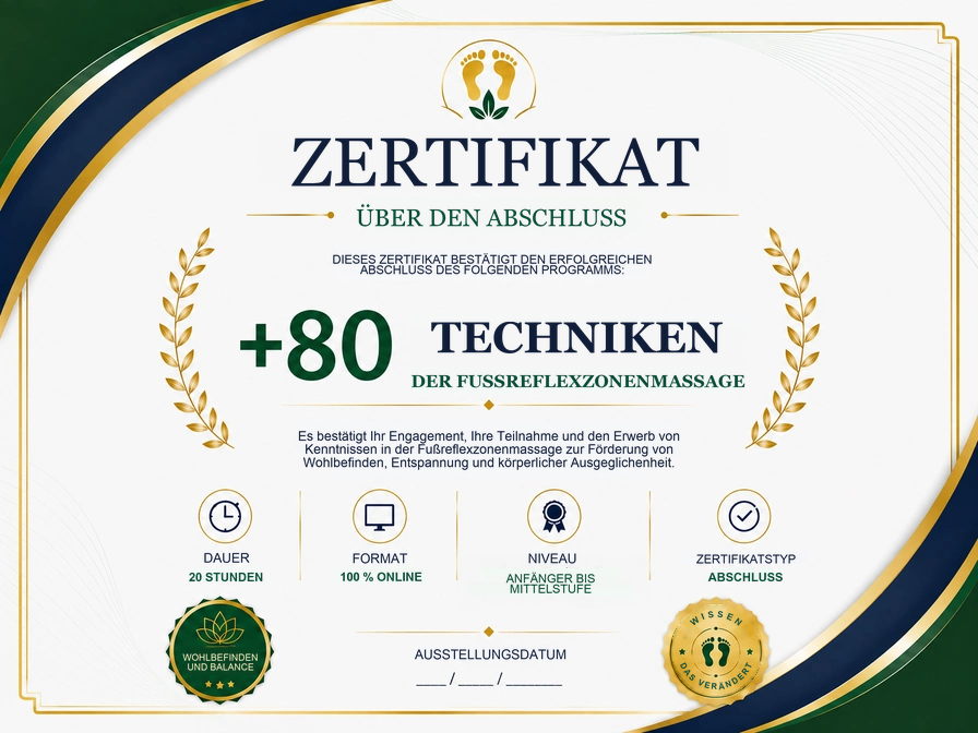 Abschlusszertifikat: Über 80 Techniken der Fußreflexzonenmassage